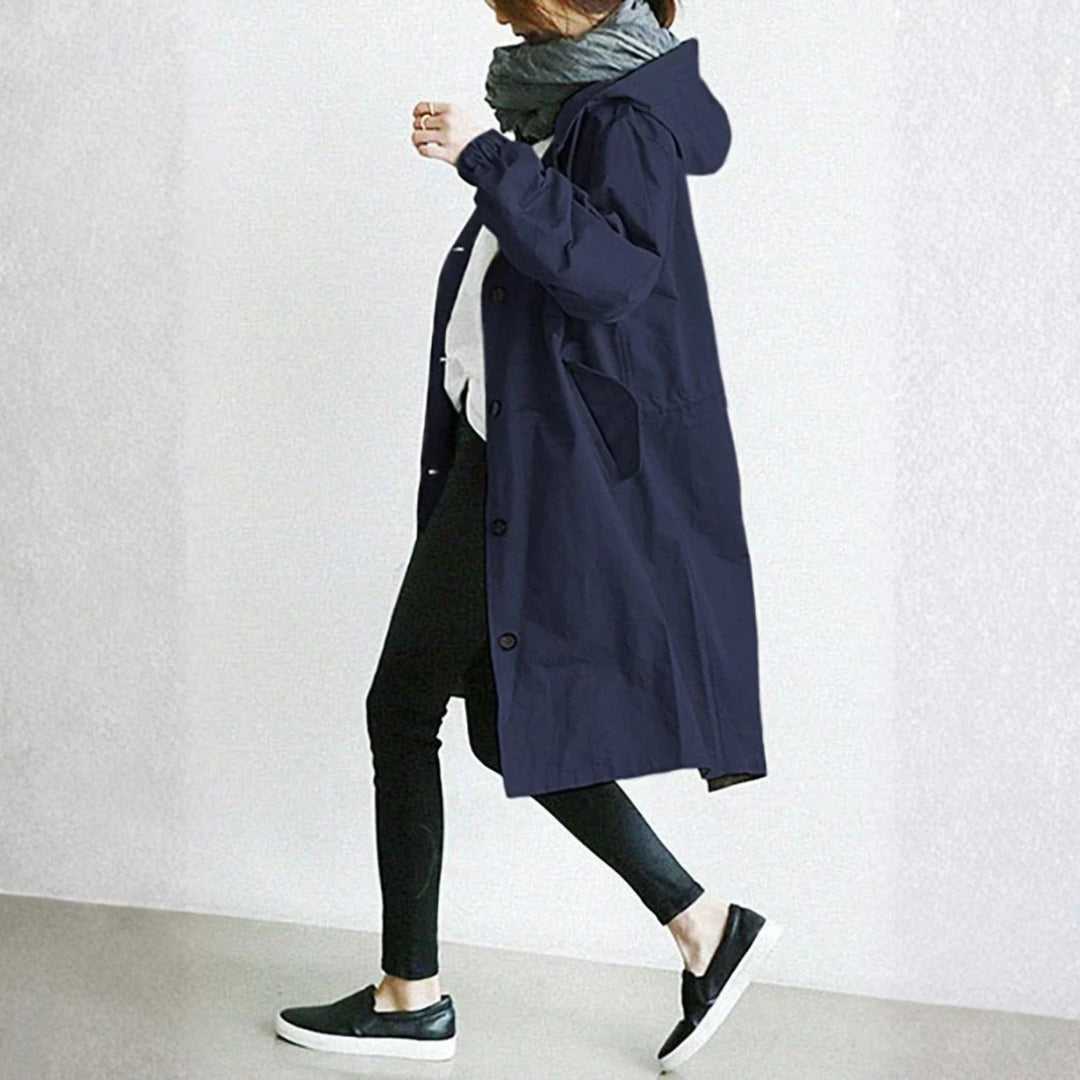 Women's Long Coat | Button Front Streetwear | Versatile Casual