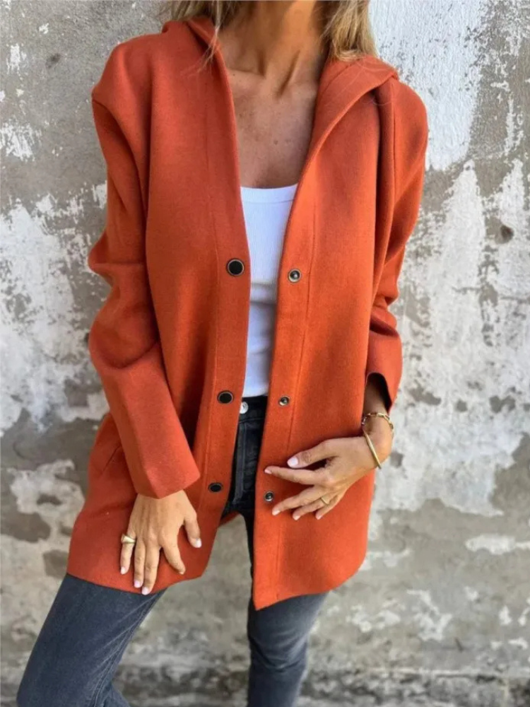 Women's Knit Cardigan | Hooded, Button Closure | Elegant
