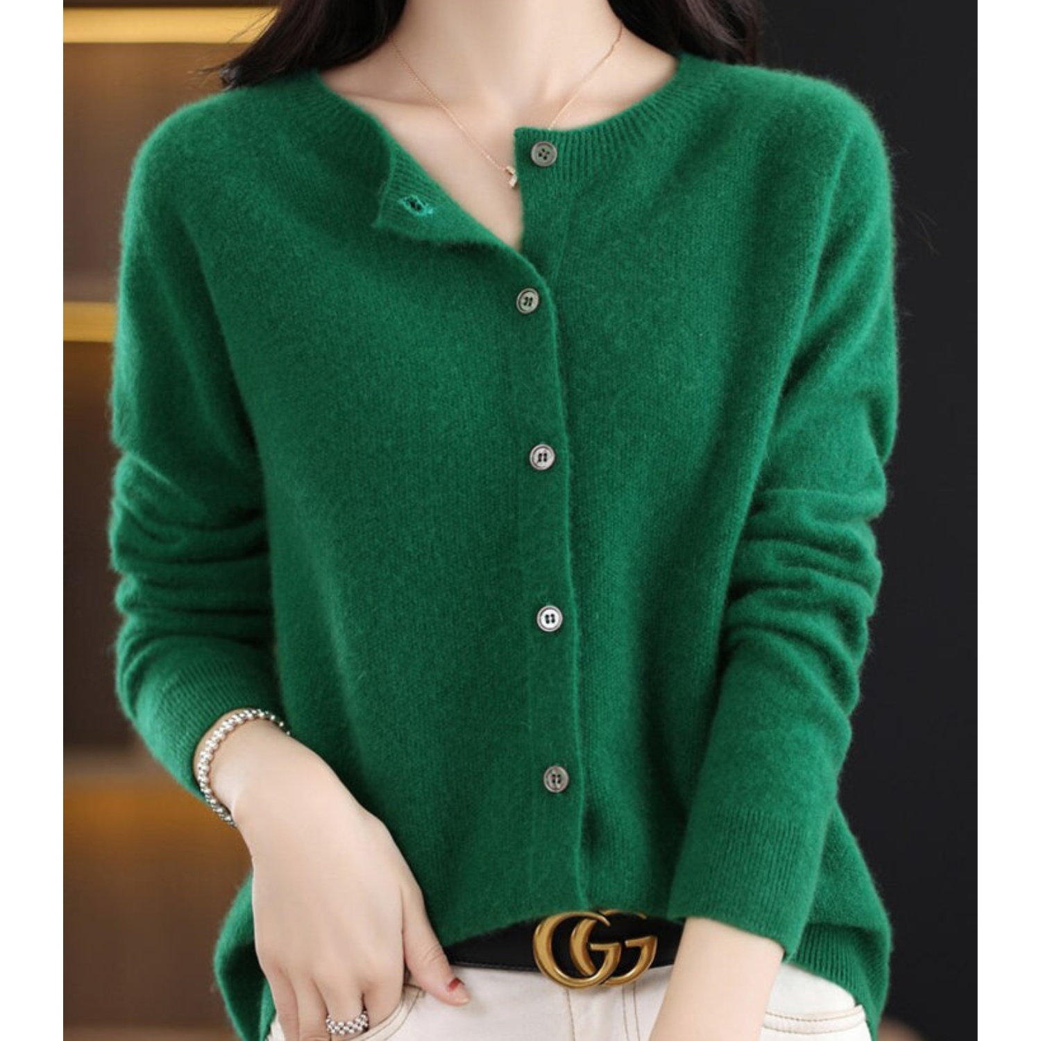Women's Cardigan | Button Front, Round Neck | Winter
