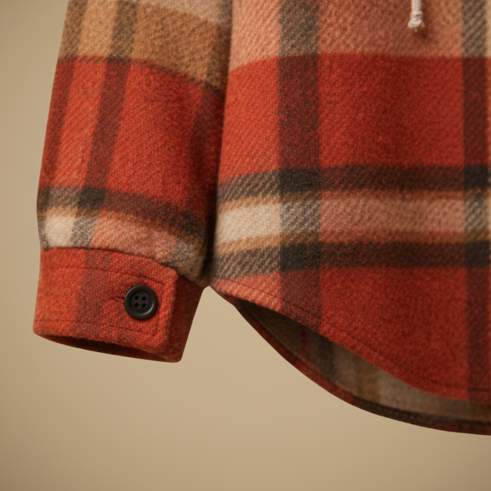 Plaid hooded jacket women relaxed fit with breathable fabric