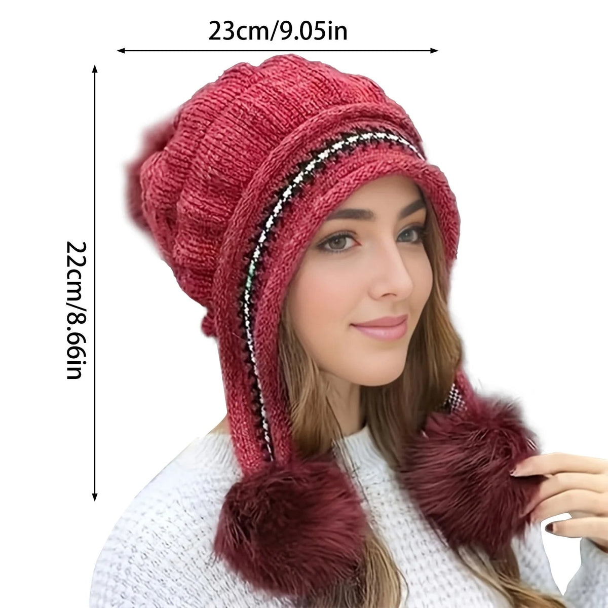 Women's Beanie Hat | Fleece Lined, Knit Design | Winter Pom Pom Style