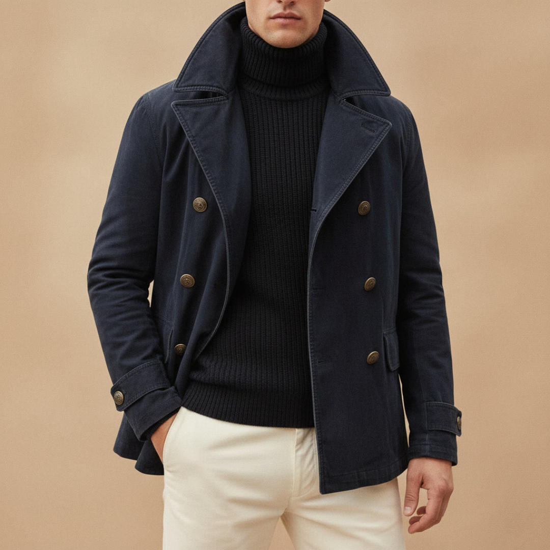 Men's Wool Blend Jacket | Double Breasted, Warm | Large Sizes
