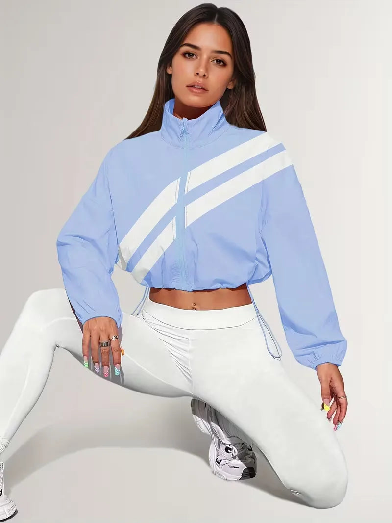 Women's Track Jacket | Oversized Streetwear, Light Blue