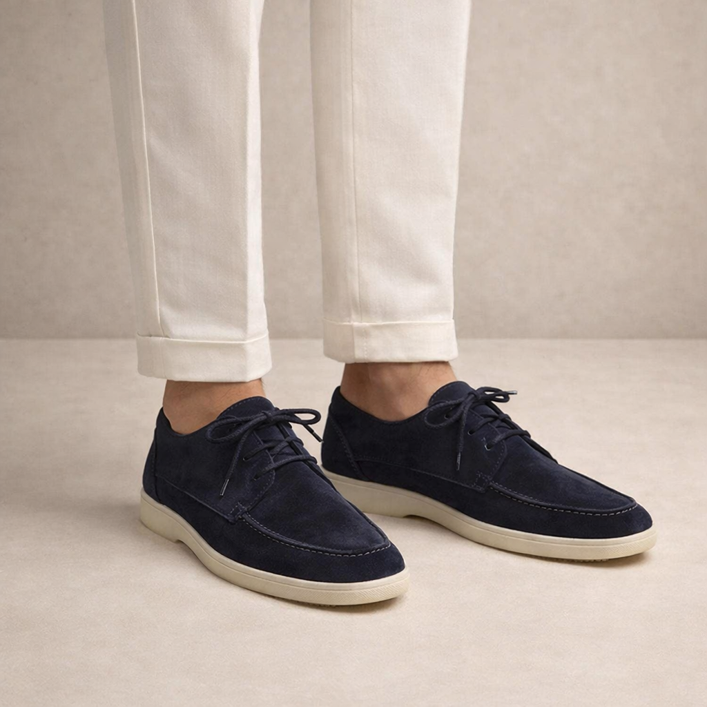Men Suede Loafers Lace-Up Closed Toe