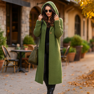Women's Hooded Longline Cardigan Knit Soft