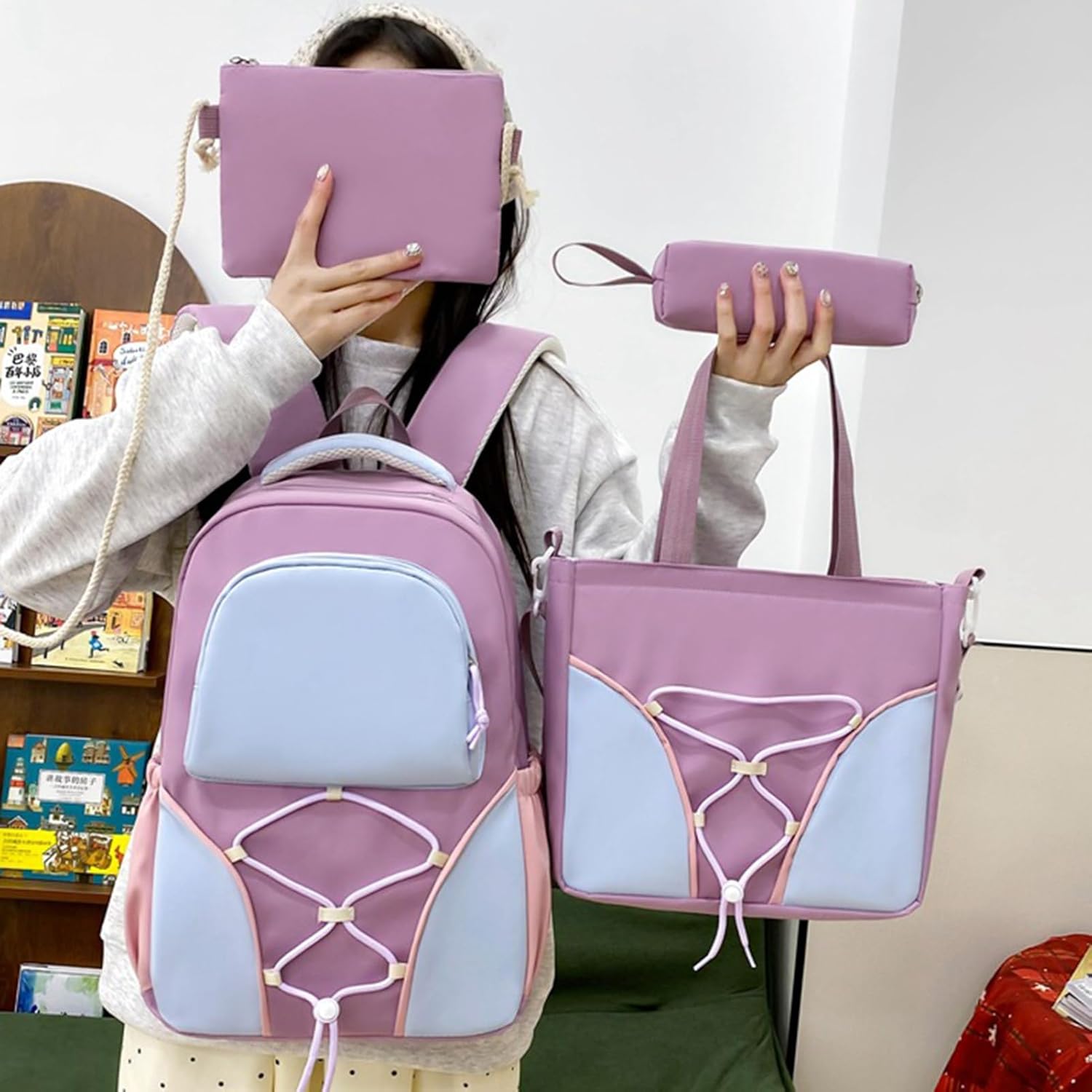 School Bag Set | Large Capacity Student Backpack with Pencil Case & Shoulder Bag