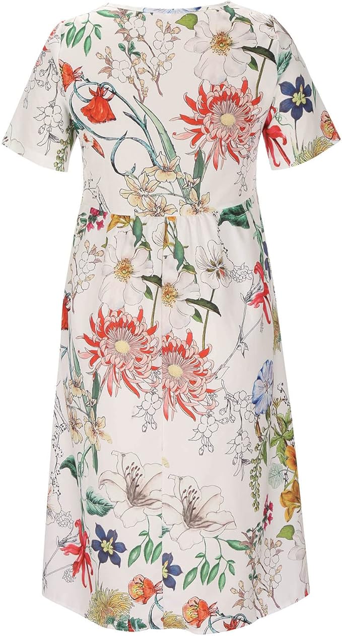 Summer Dress | Floral Wrap White | Lightweight, Colorful