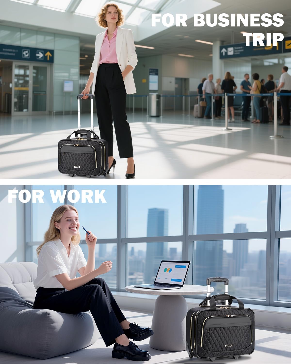 15.6 inch Laptop Rolling Bag | Multiple Compartments, Flight-Approved