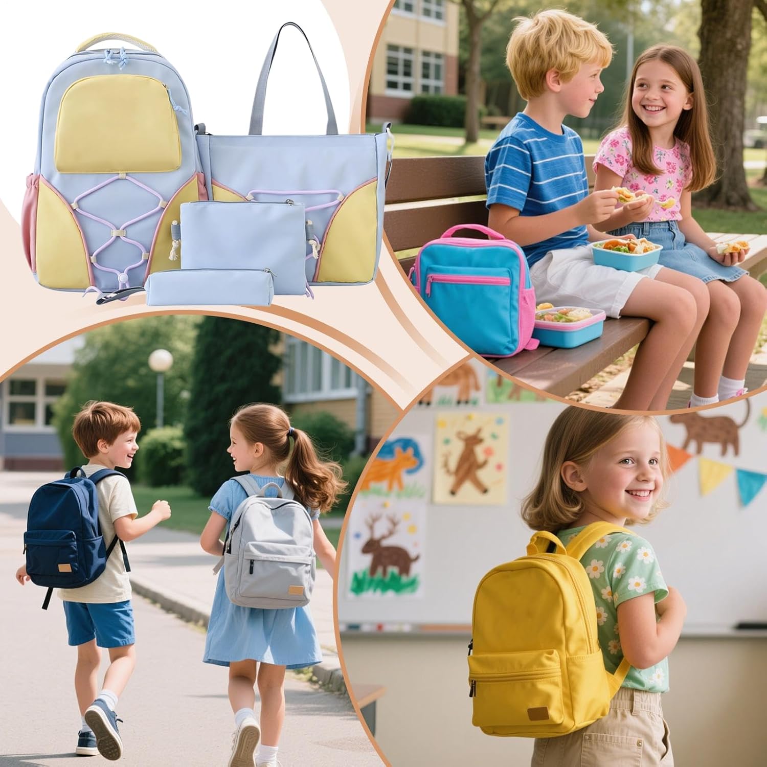 School Bag Set | Large Capacity Student Backpack with Pencil Case & Shoulder Bag