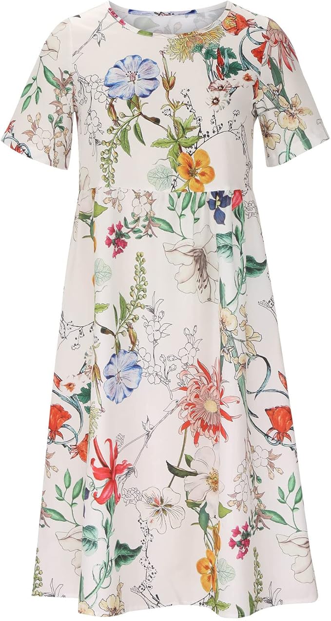 Summer Dress | Floral Wrap White | Lightweight, Colorful