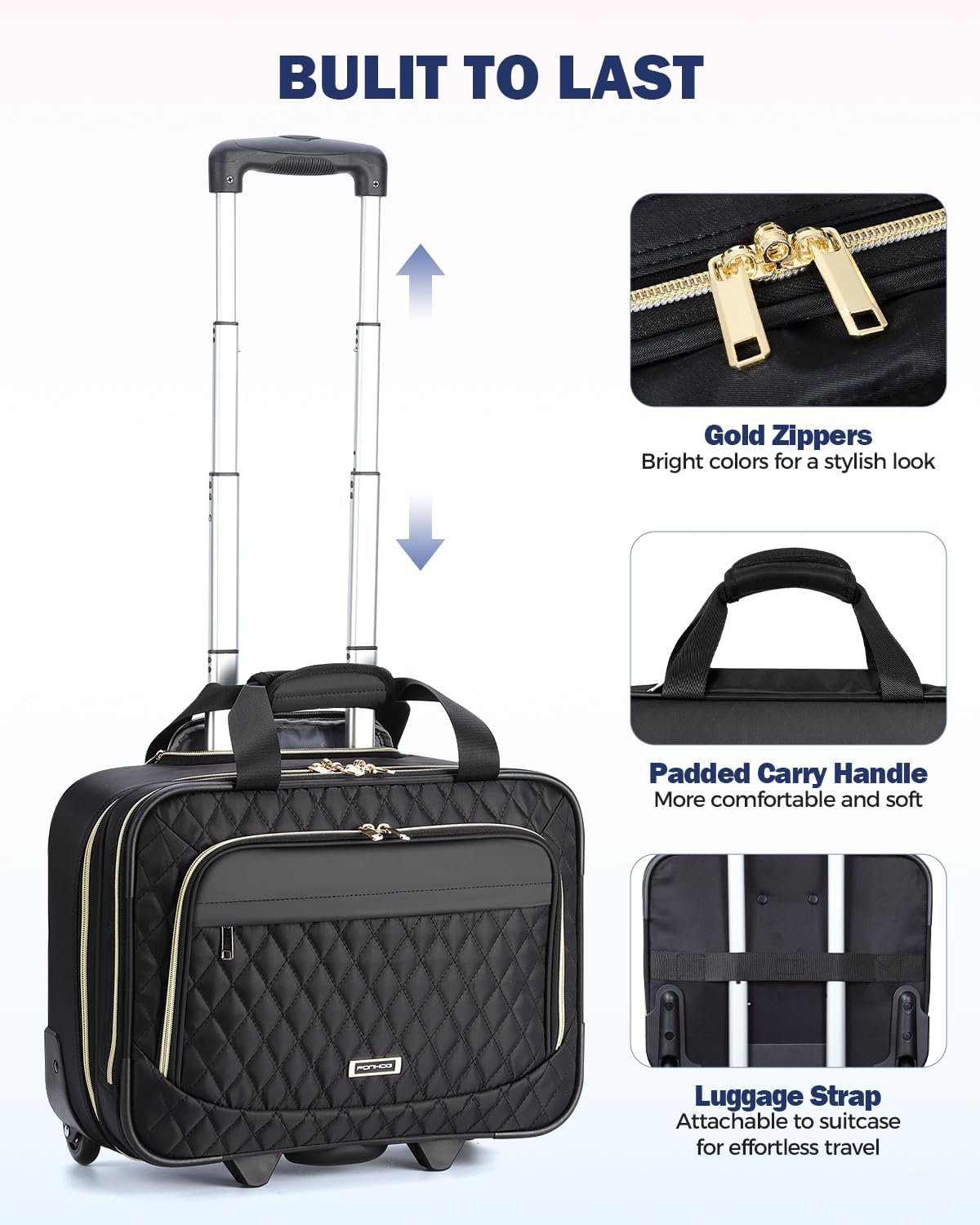 15.6 inch Laptop Rolling Bag | Multiple Compartments, Flight-Approved