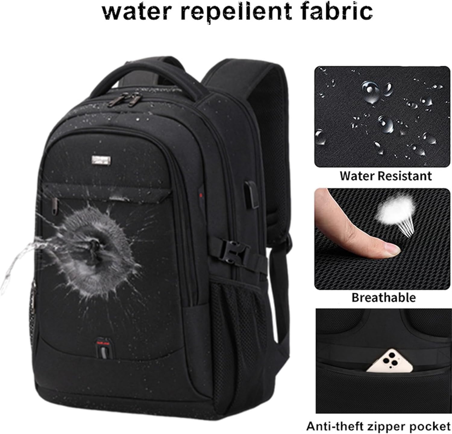 Laptop Backpack | Waterproof, USB Port | Padded Laptop Compartment 15.6
