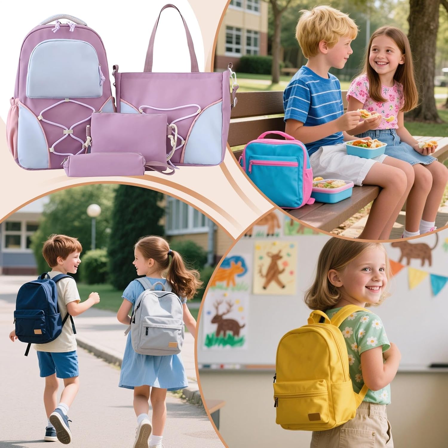 School Bag Set | Large Capacity Student Backpack with Pencil Case & Shoulder Bag