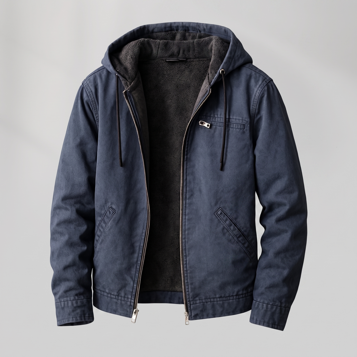 Men's sherpa bomber jacket cotton canvas with soft sherpa lining