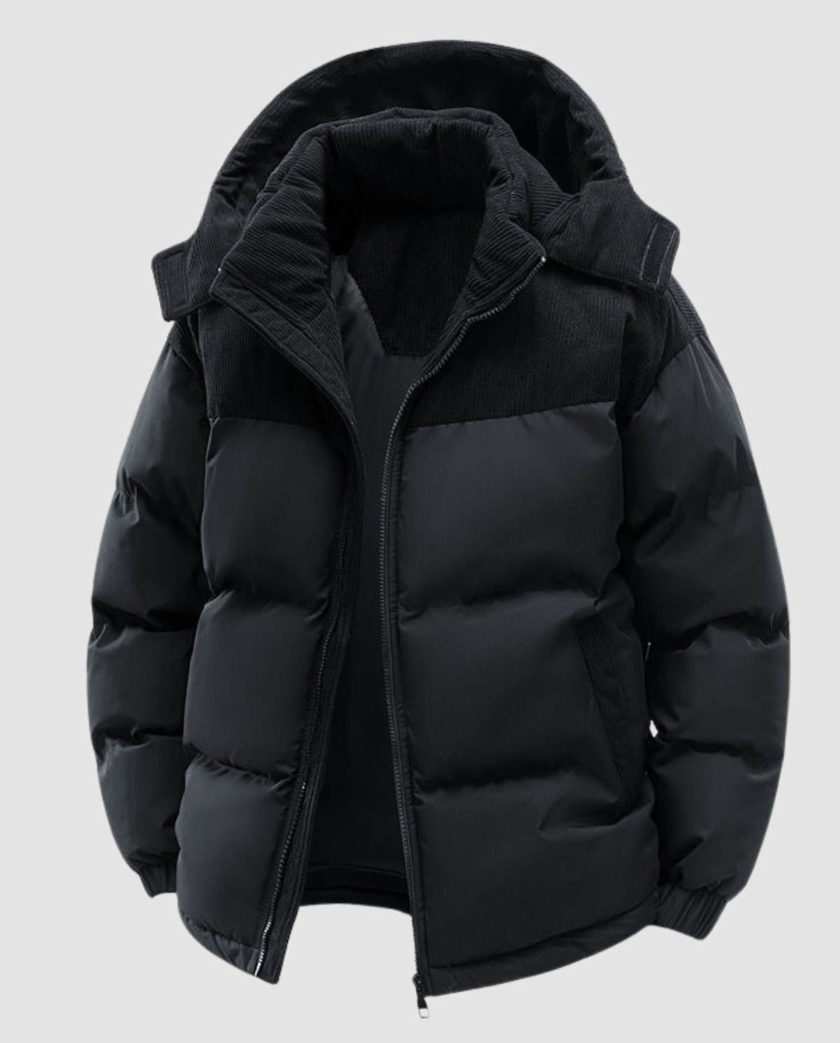 Women colour block puffer jacket hooded quilted insulated winter coat