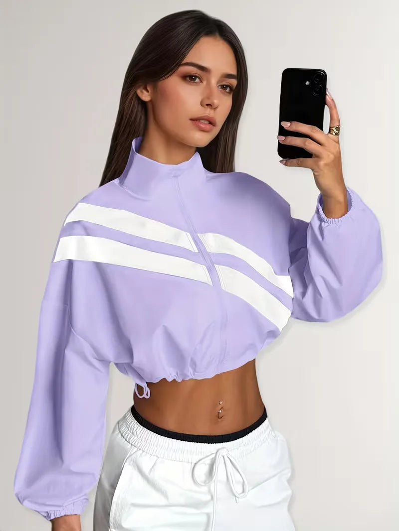 Women's Track Jacket | Oversized Streetwear, Light Blue