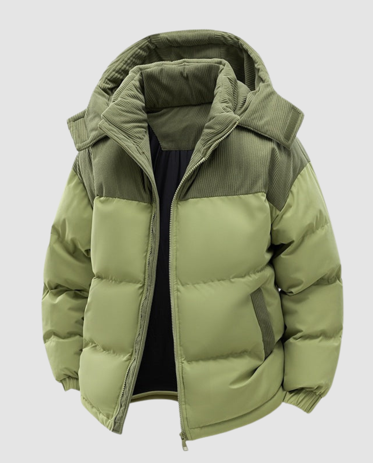 Women colour block puffer jacket hooded quilted insulated winter coat
