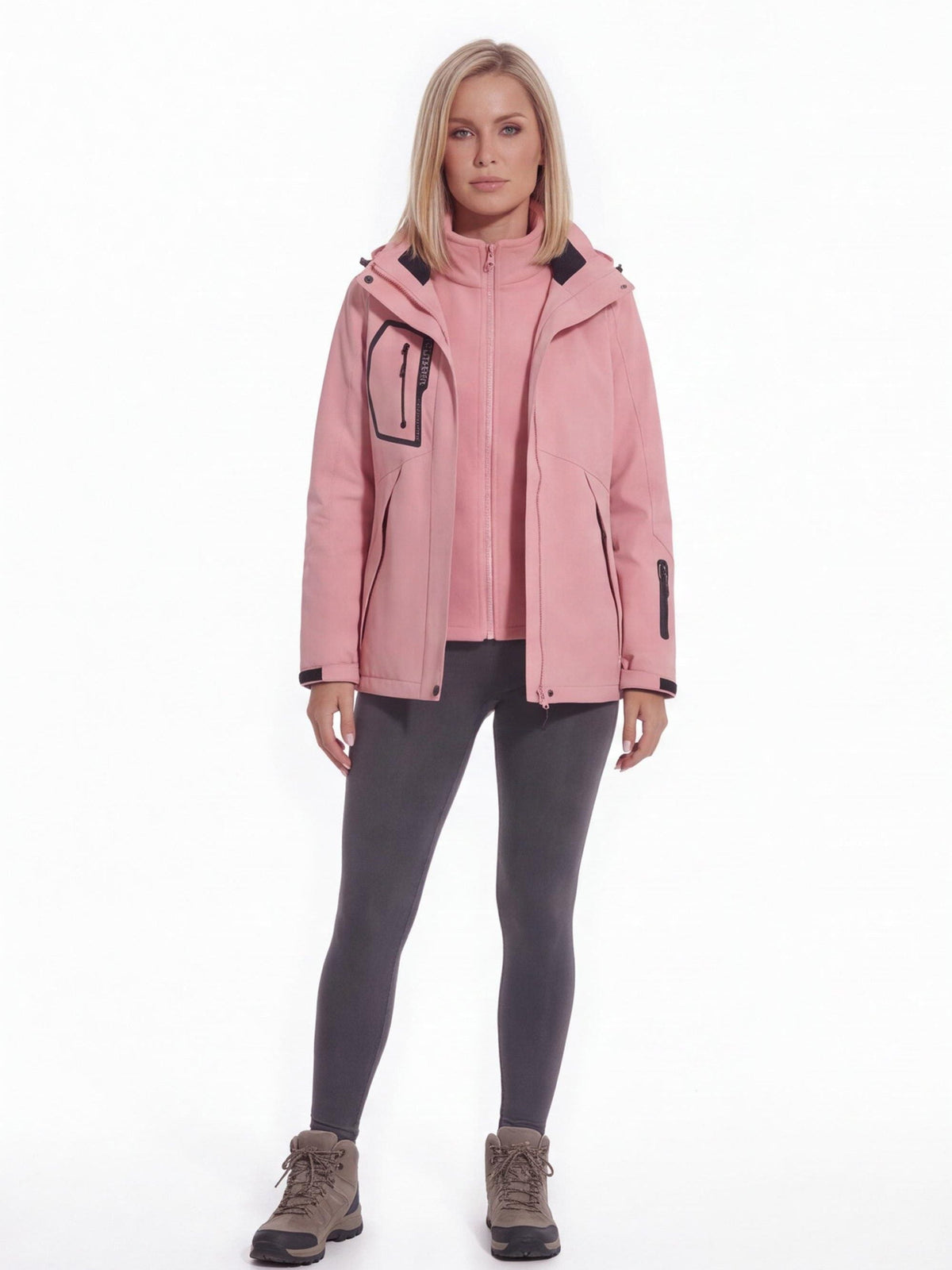 Womens 3 in 1 jacket with removable fleece lining and water repellent shell