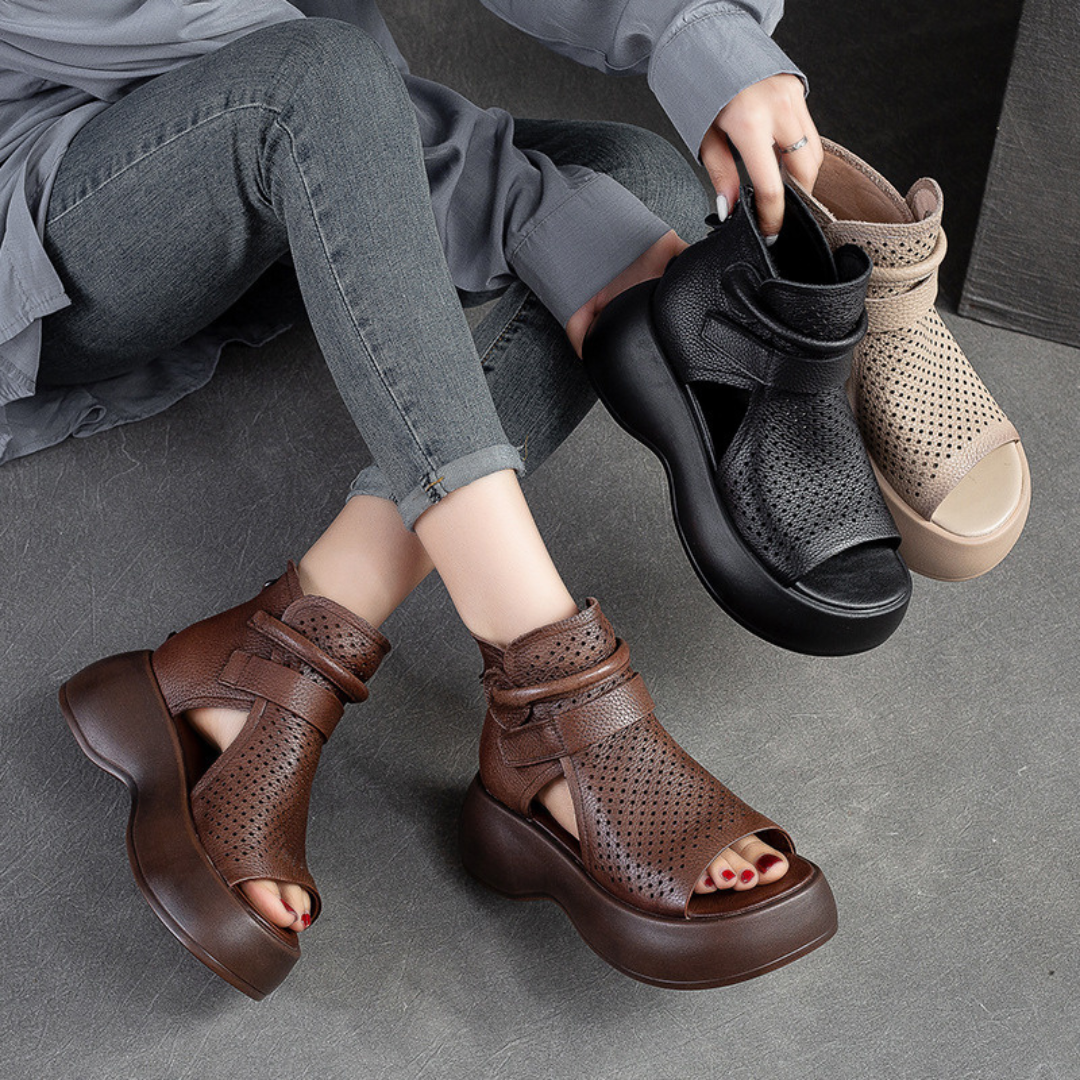 Women's Orthopedic Sandals | Leather, Brown Black Beige
