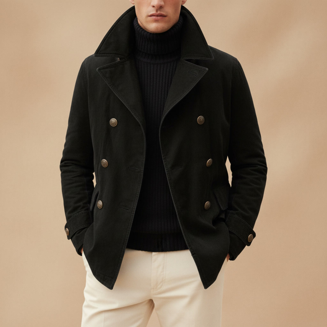 Men's Wool Blend Jacket | Double Breasted, Warm | Large Sizes