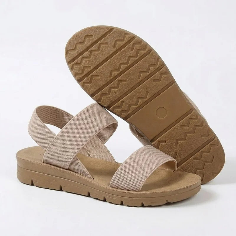 Women comfort slip-on sandals with soft footbed, lightweight stretch straps