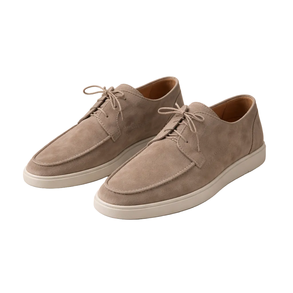 Men Suede Loafers Lace-Up Closed Toe