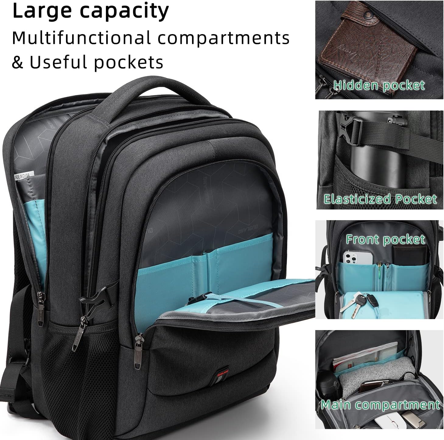 Laptop Backpack | Water-Resistant, USB Port | Travel Bag, Organization Compartments
