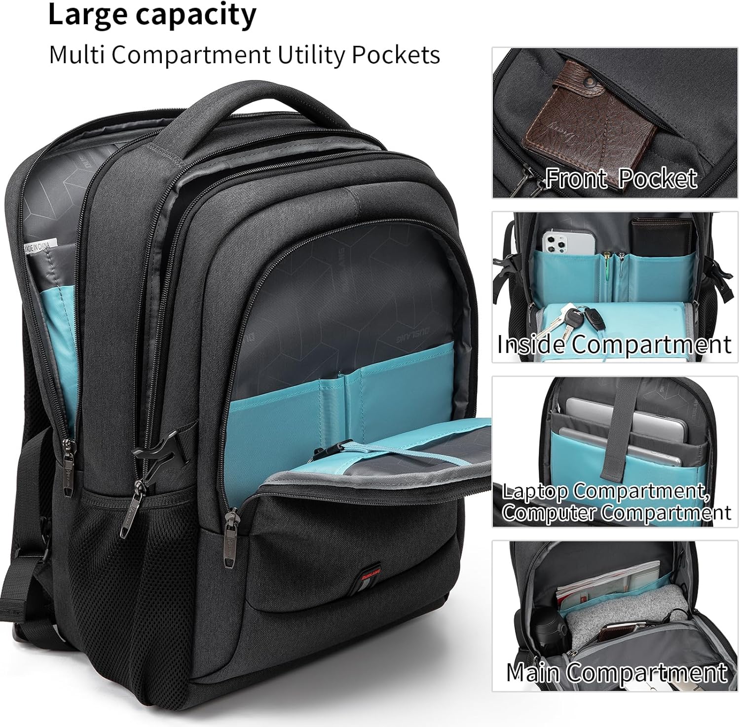 Laptop Backpack | Water-Resistant, USB Port | Travel Bag, Organization Compartments