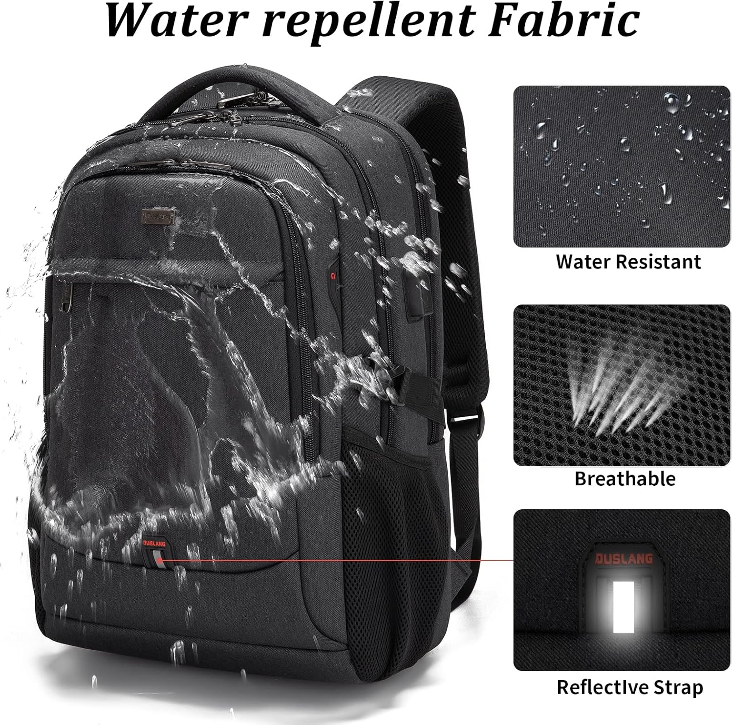 Laptop Backpack | Water-Resistant, USB Port | Travel Bag, Organization Compartments