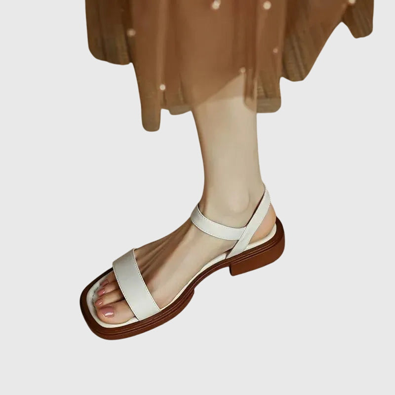 Cushioned Leather Sandals | Orthopedic Block Heel | Soft Insole