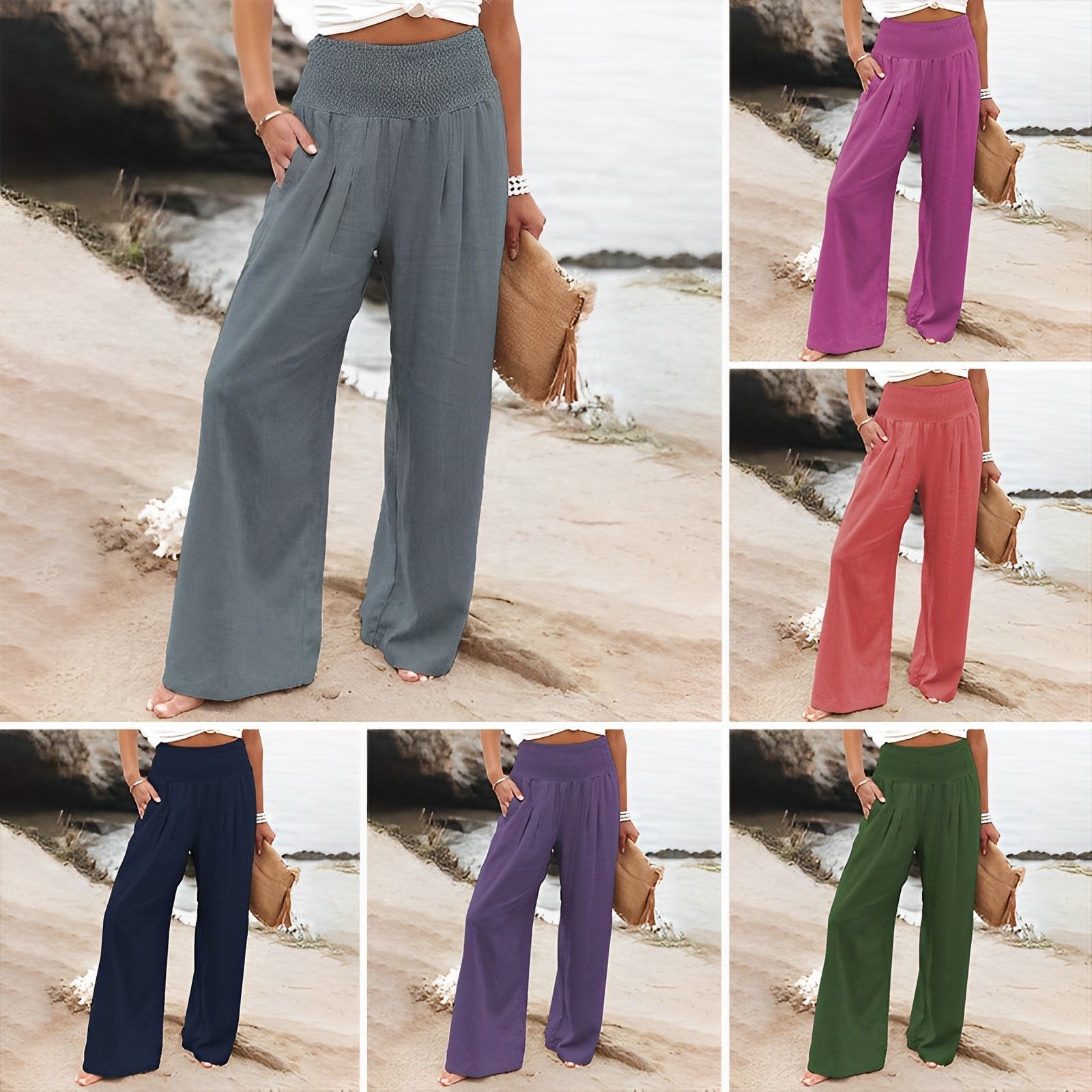 Women's Wide Leg Pants | High Waist, Smocked | Comfortable Everyday