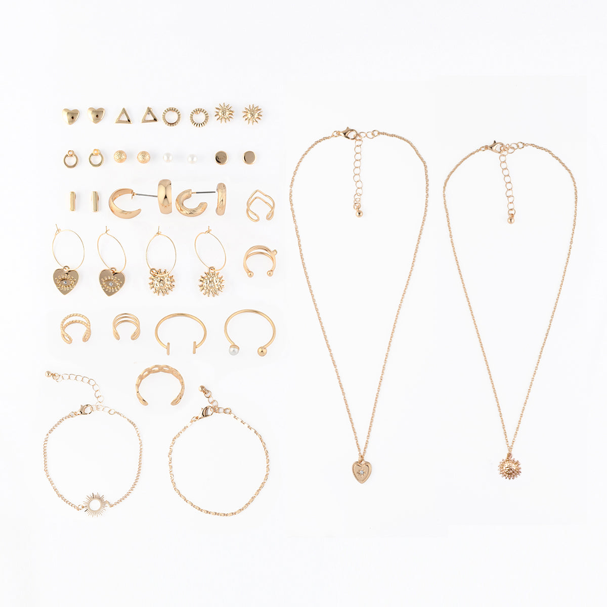 Jewelry Advent Calendar Women 24 Piece Gold Earrings Necklace Set