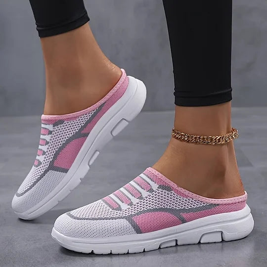 Knit slip-on sneakers breathable lightweight low profile casual