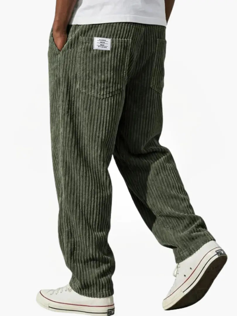 Men corduroy drawstring pants relaxed fit in multiple colours