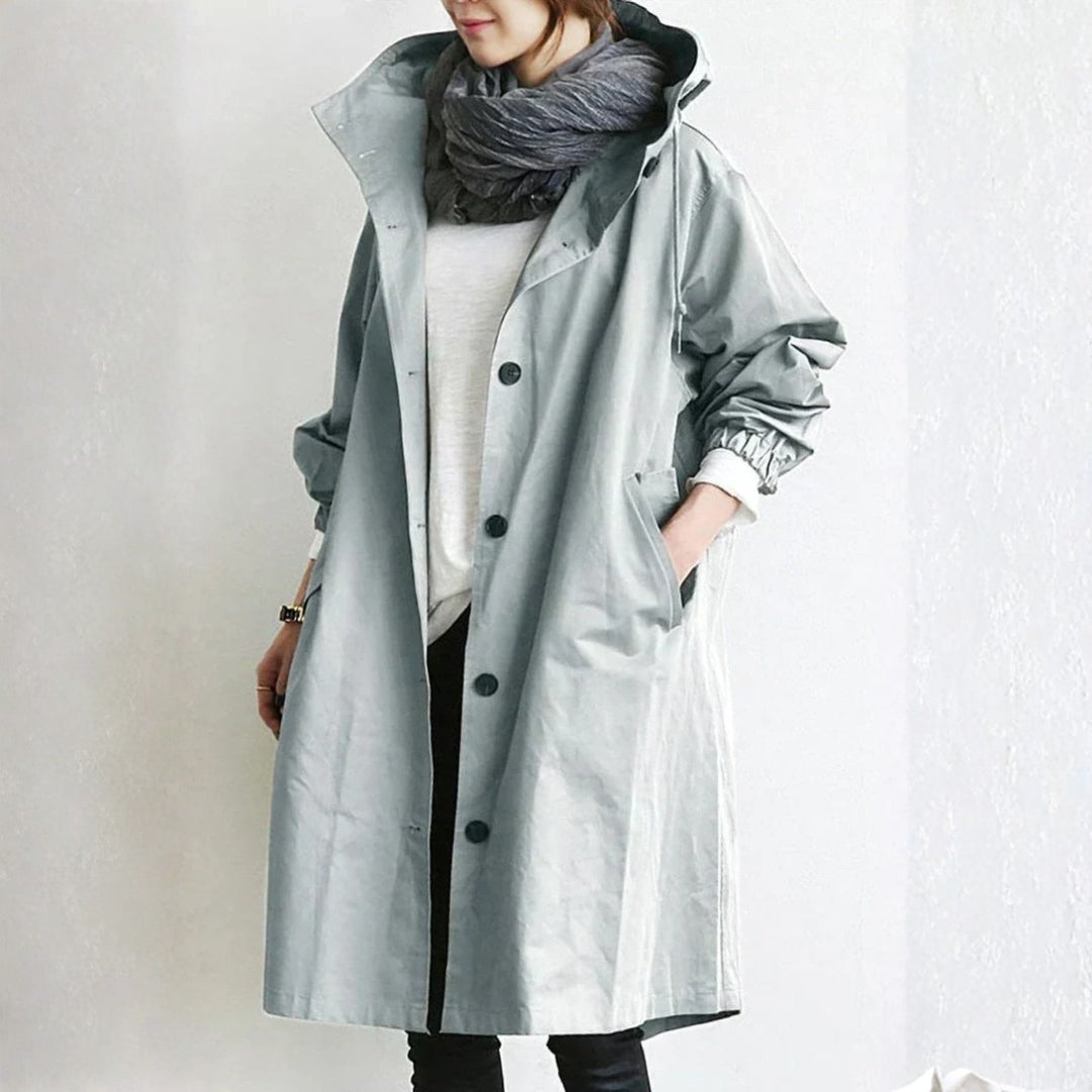 Women's Long Coat | Button Front Streetwear | Versatile Casual