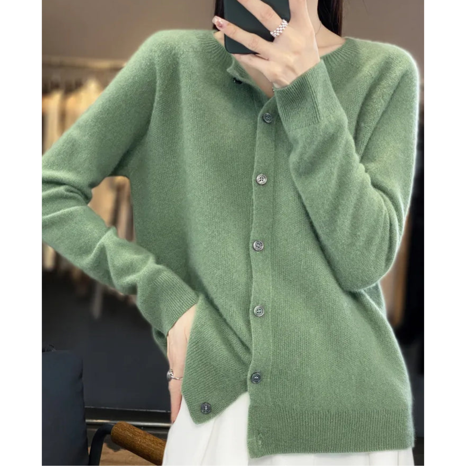 Women's Knit Cardigan | Merino Wool, Elegant Button Front