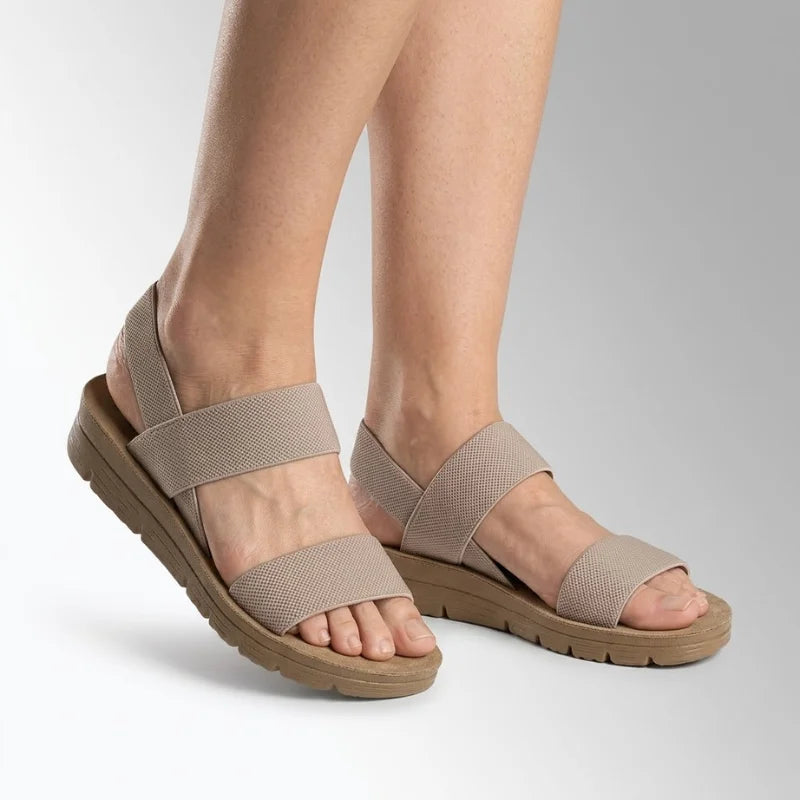 Women comfort slip-on sandals with soft footbed, lightweight stretch straps