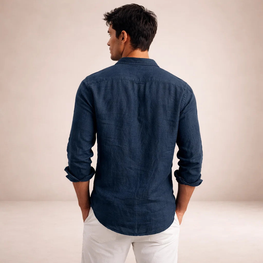 Men's Linen Shirt | Regular Fit, Open Collar | Long Sleeve