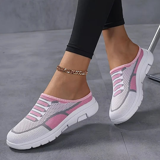 Knit slip-on sneakers breathable lightweight low profile casual