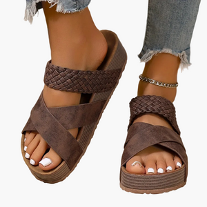 Women's Cushioned Sandals | Braided Straps, Platform Sole | Casual Summer