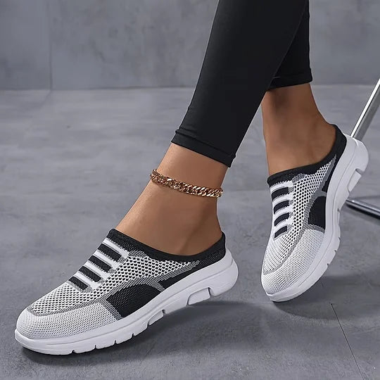 Knit slip-on sneakers breathable lightweight low profile casual