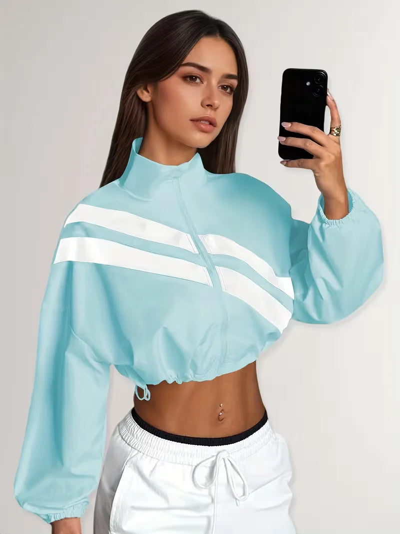 Women's Track Jacket | Oversized Streetwear, Light Blue