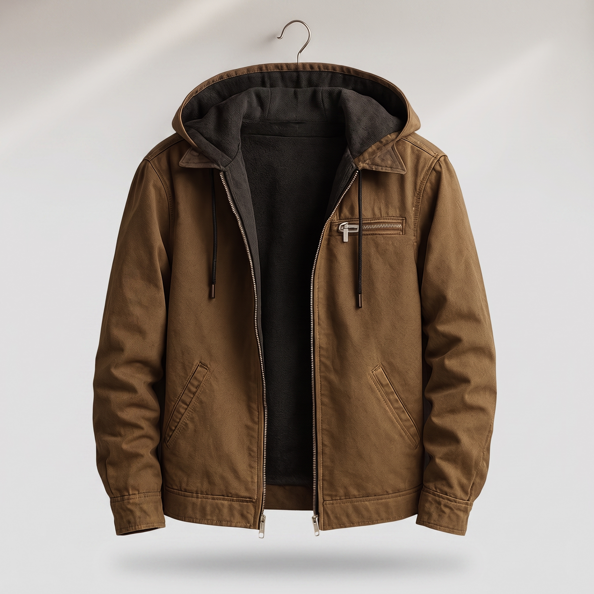 Men's sherpa bomber jacket cotton canvas with soft sherpa lining
