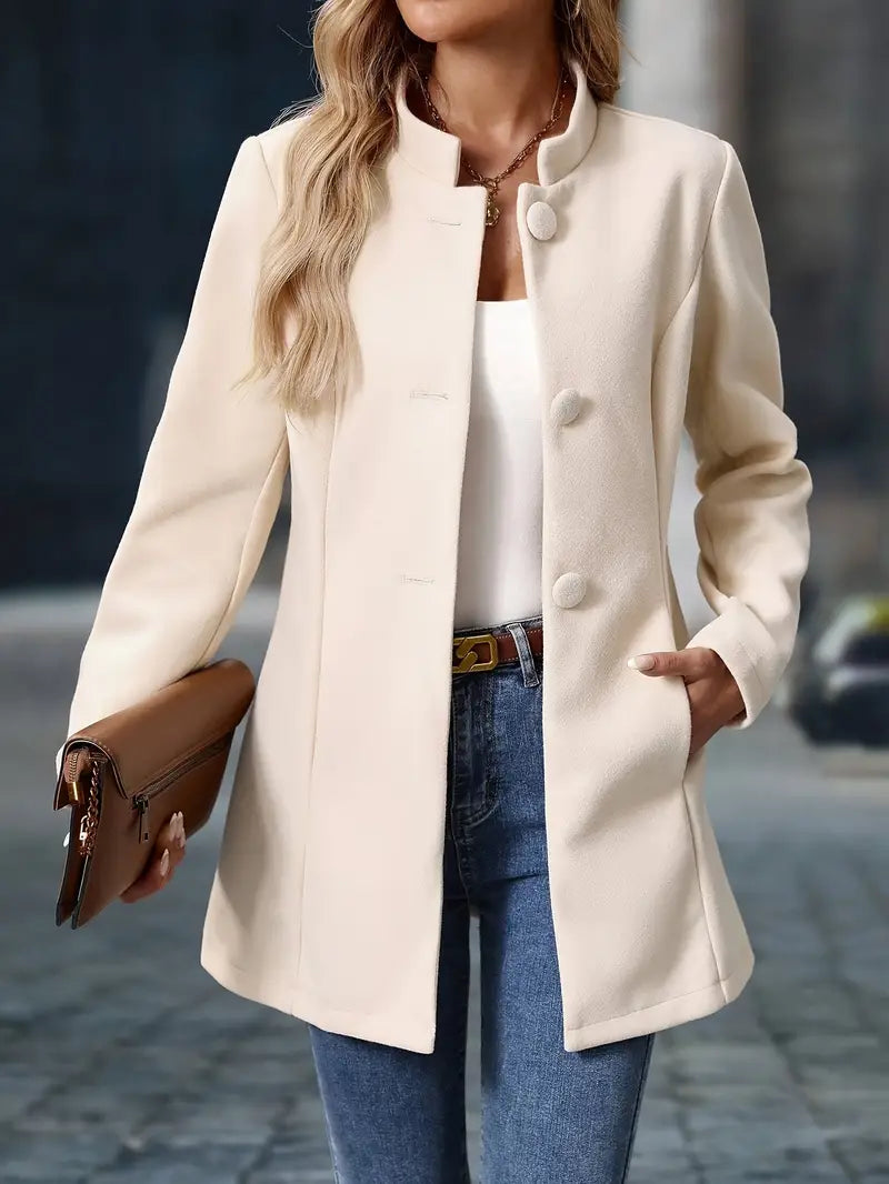 Women Winter Coat Button Closure Long
