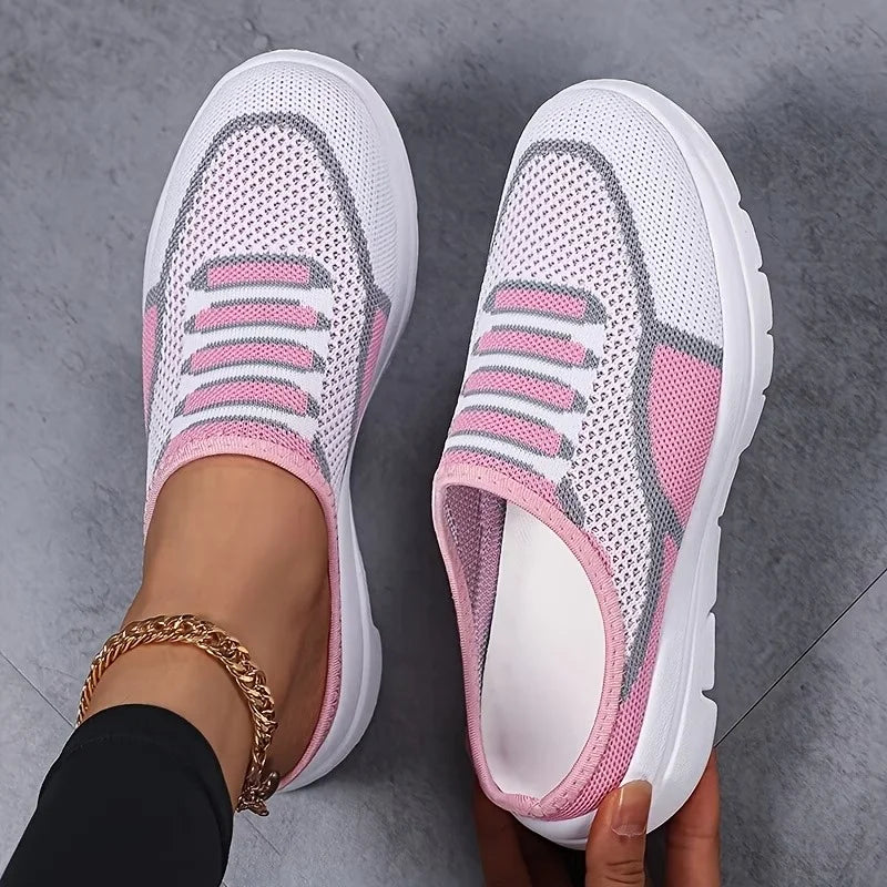 Knit slip-on sneakers breathable lightweight low profile casual