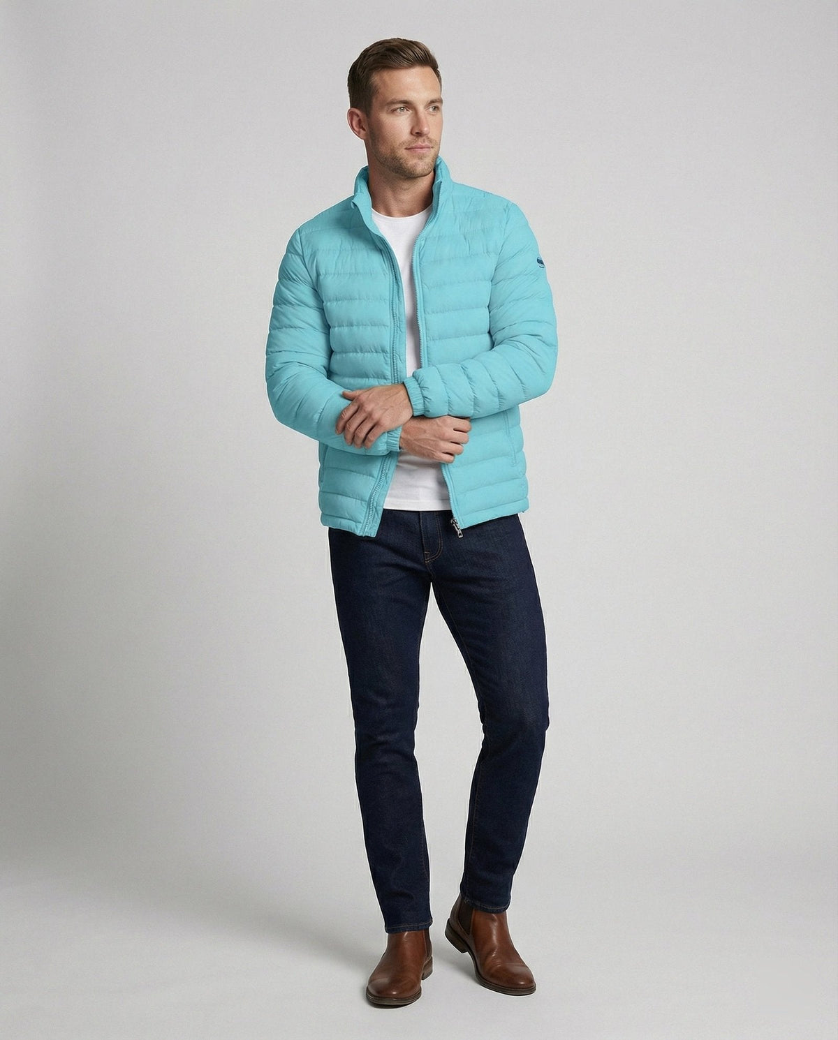 Men Puffer Jacket Stand Collar