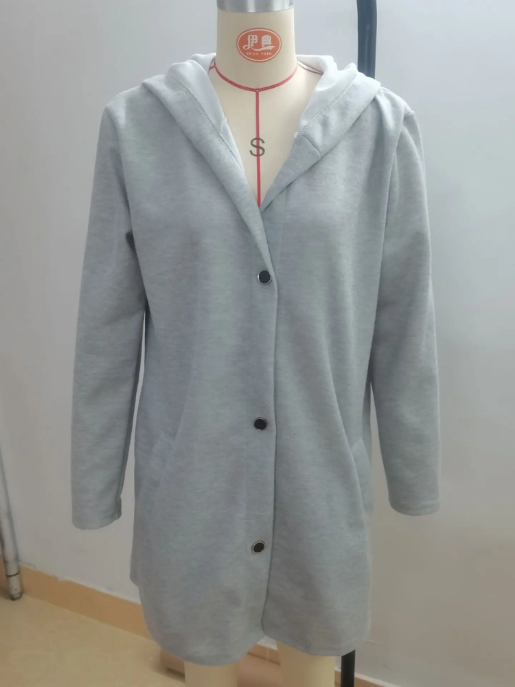 Women's Knit Cardigan | Hooded, Button Closure | Elegant