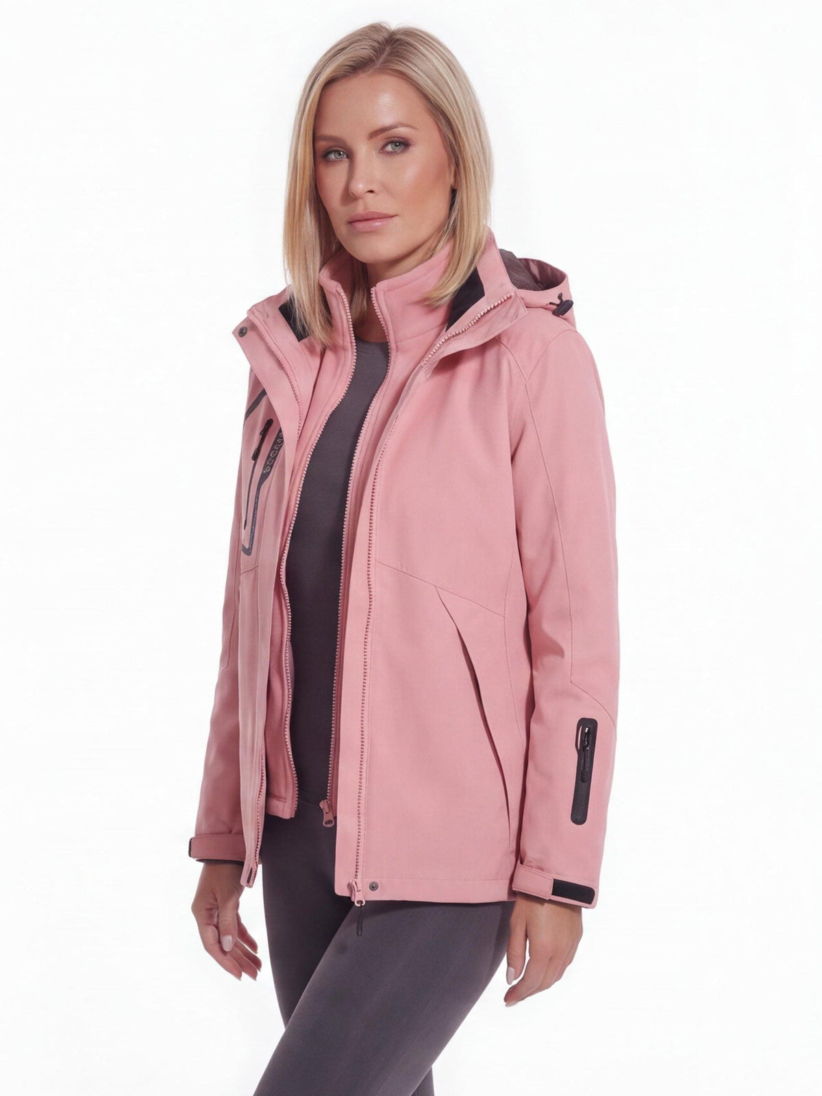 Womens 3 in 1 jacket with removable fleece lining and water repellent shell