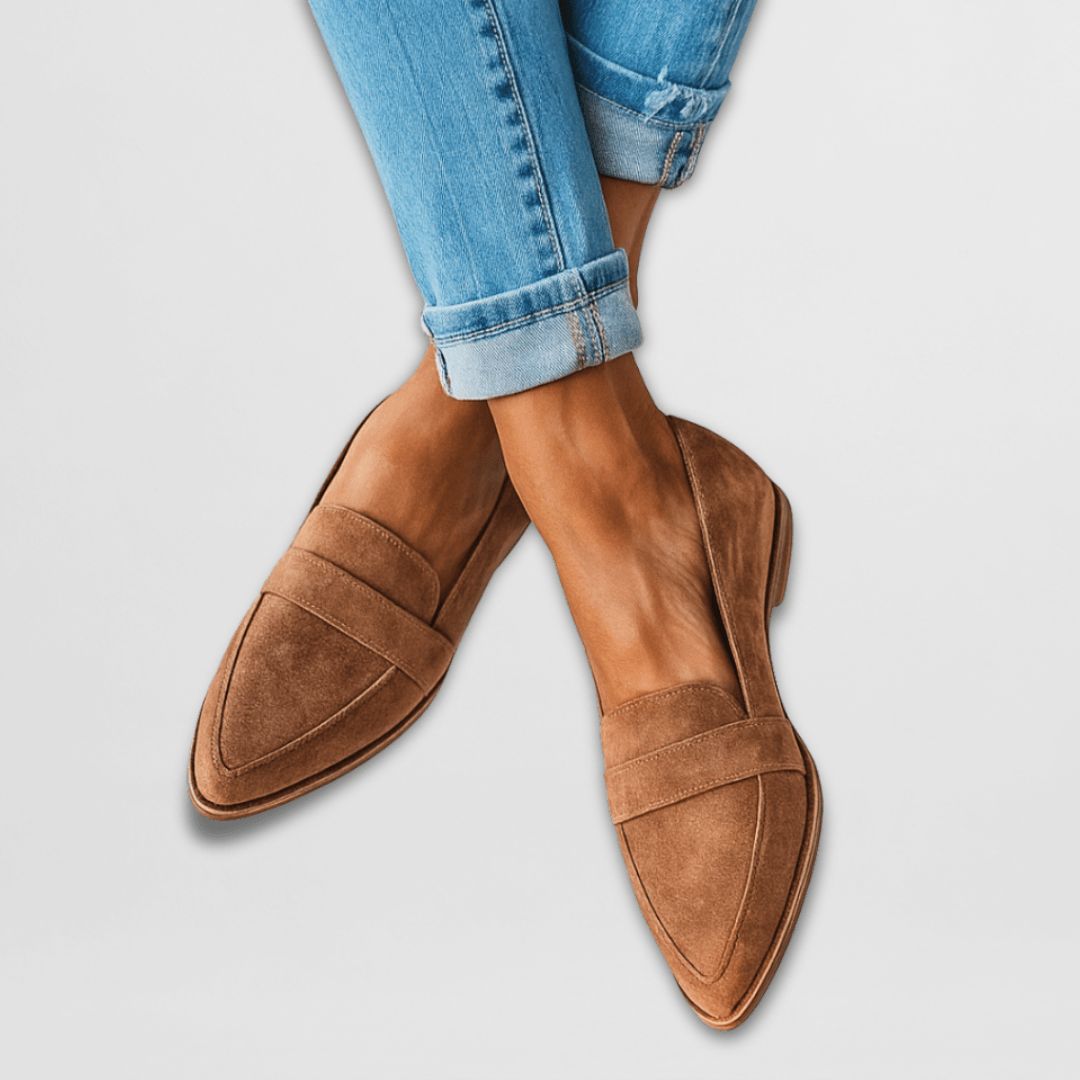 Women suede pointed toe loafers flat slip-on spring shoes