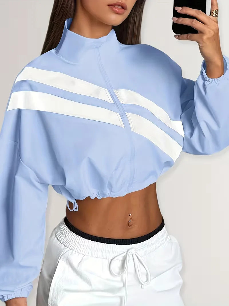 Women's Track Jacket | Oversized Streetwear, Light Blue
